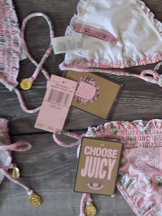 Juicy Couture Other - JUICY COUTURE PINK SMOCKED STRING BIKINI Medium or Large NEW
